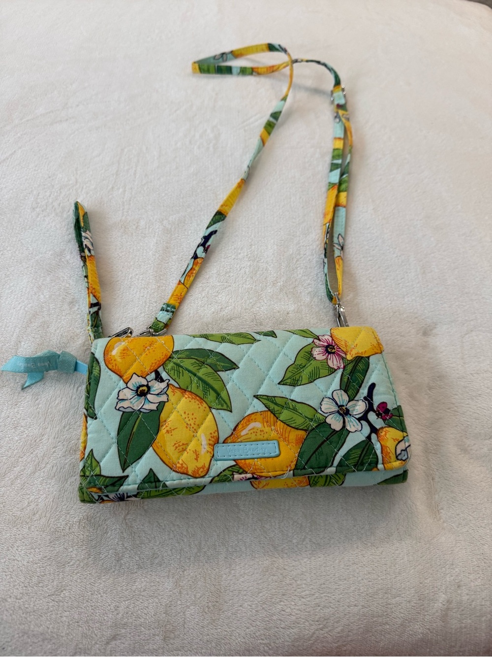 Vera Bradley Lemon Floral Quilted Crossbody - Yellow & Mint - Picture 2 of 7